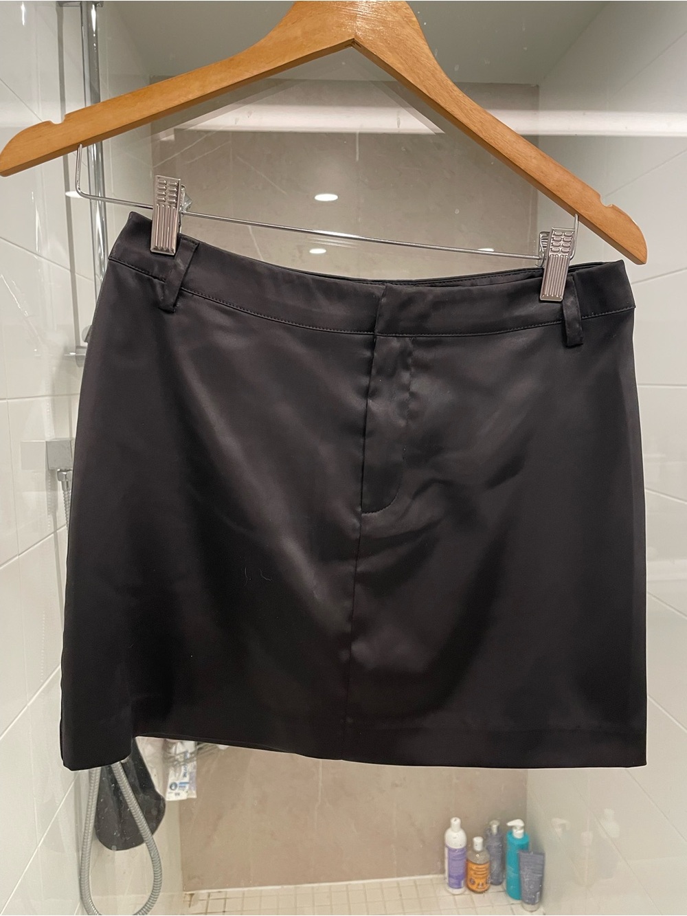 NEW MESHKI Classic Black satin Mini Skirt